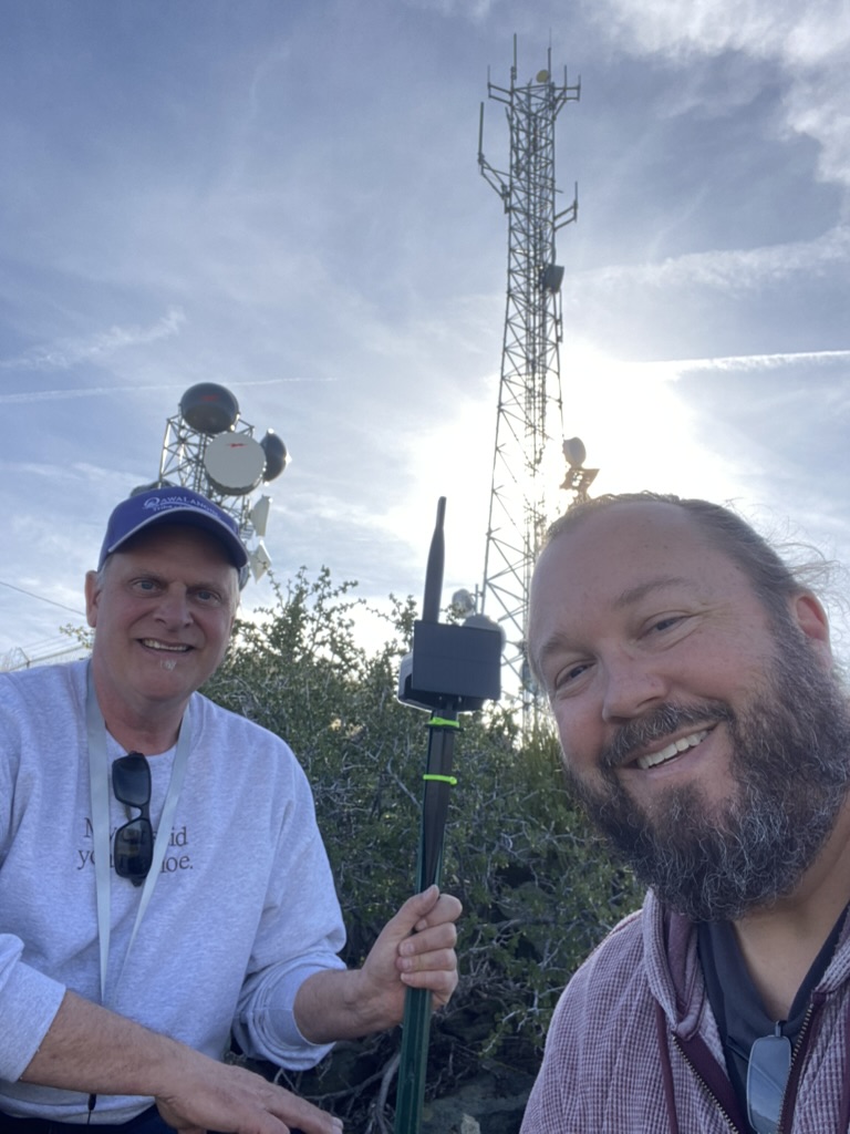 Dave Metts and a T-post jank node at the Ophir Hill summit