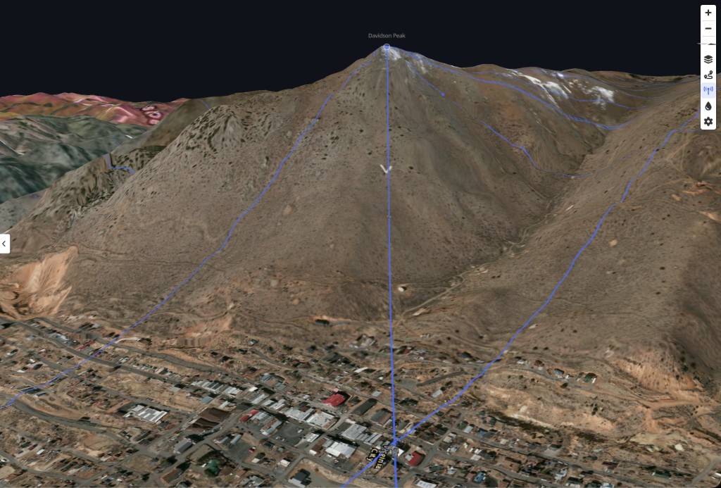 Peaky Finders coverage from Davidson Peak toward Virginia City and neighboring repeaters