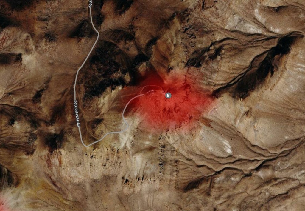 Propagation map showing Desert Peak coverage reaching Toulon Peak across the basin