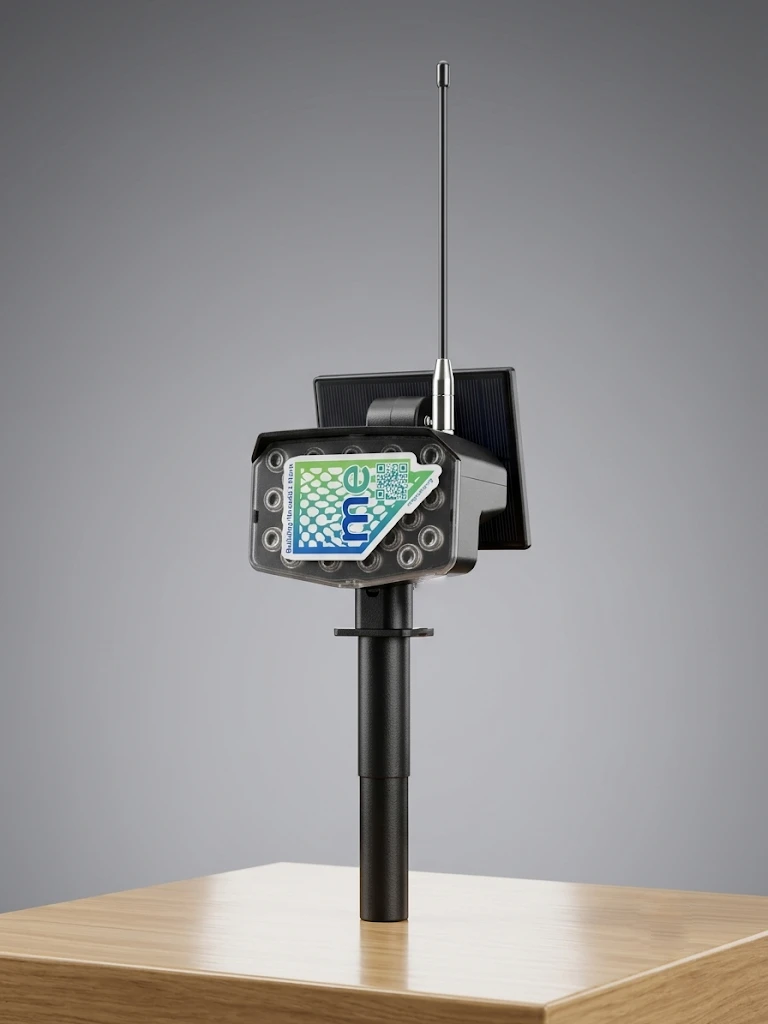 Original jank node with SMA whip antenna on a pole mount
