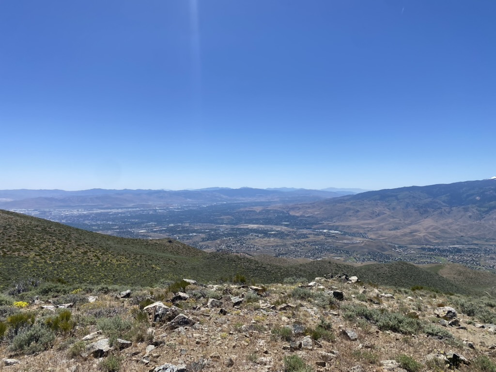 Summit panorama from Peavine Peak over Reno and the surrounding ranges
