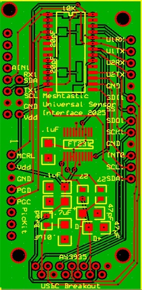 Meshtastic Universal Sensor Interface 2025 PCB layout