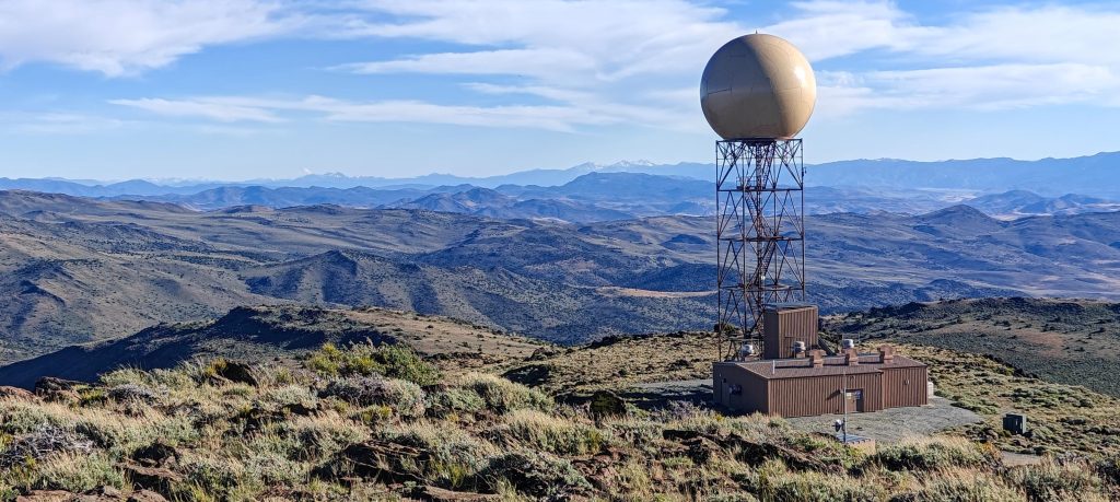 Radar radome and tower infrastructure on Virginia Peak, Washoe County